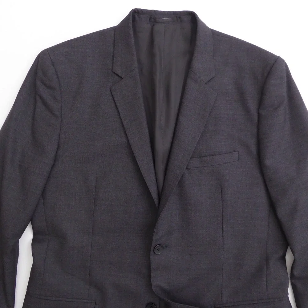 Theory Mens Blazer Jacket Charcoal Grey 100% Wool Two Button 42 Long
